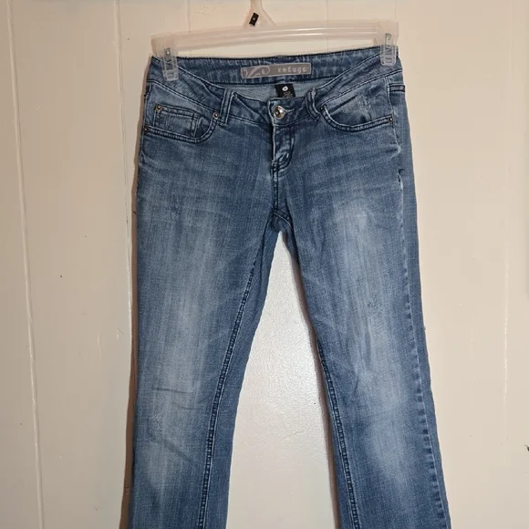 Y2k Refuge Sky Blue Boot Cut Low Rise Jeans - Picture 1 of 11